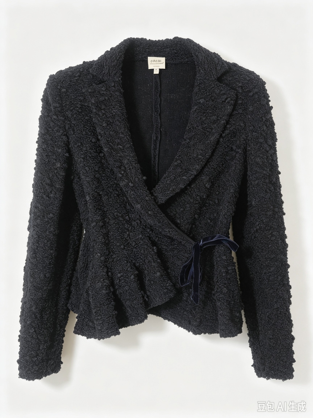 Armani Collezioni Navy Textured Bouclé Wrap Jacke